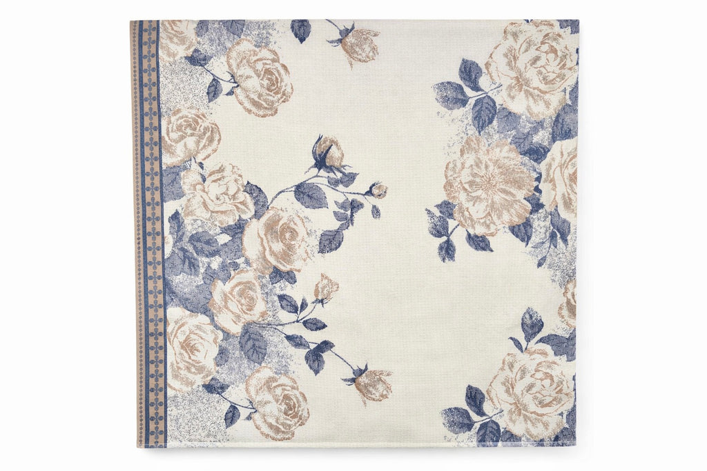 1 Cream White and Dark Blue Linen Bedsheet