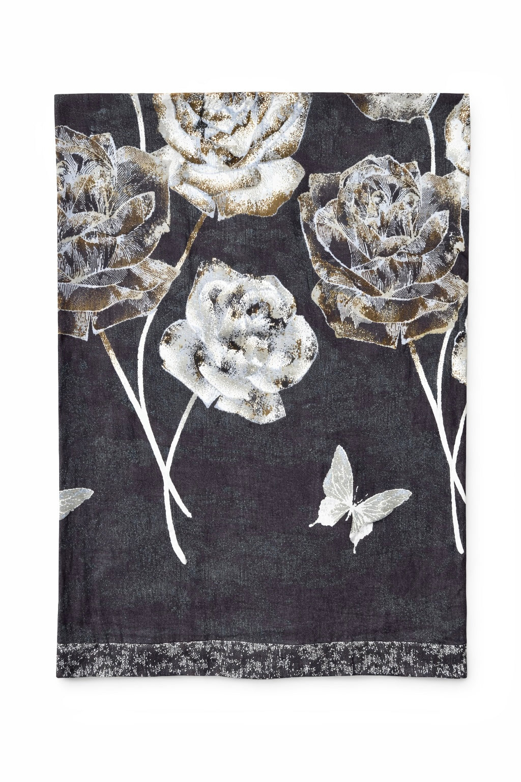 4 Cream and Dark Grey Linen Bedsheet