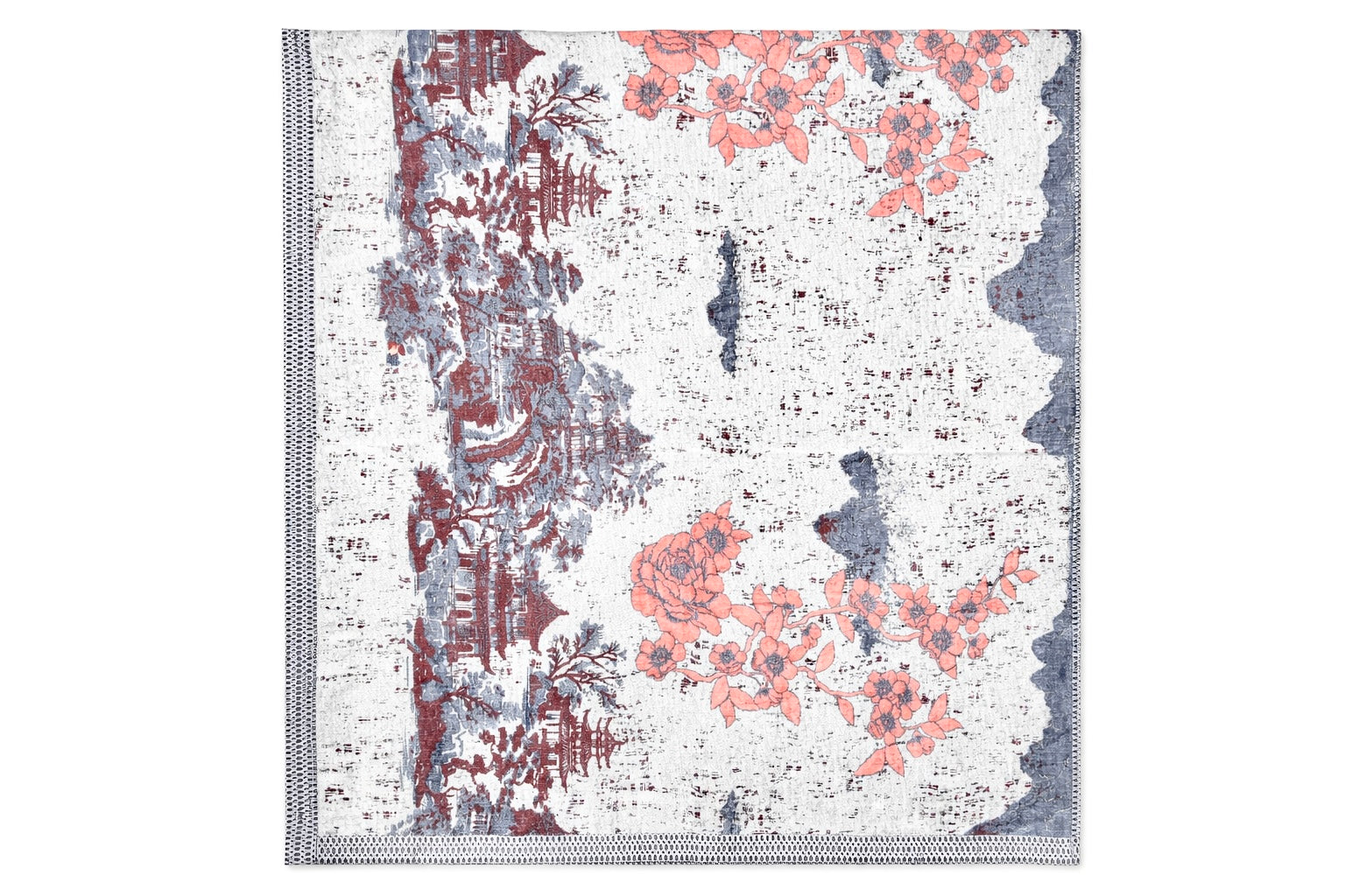 6 Shrine and Flower Pattern Linen Bedsheet