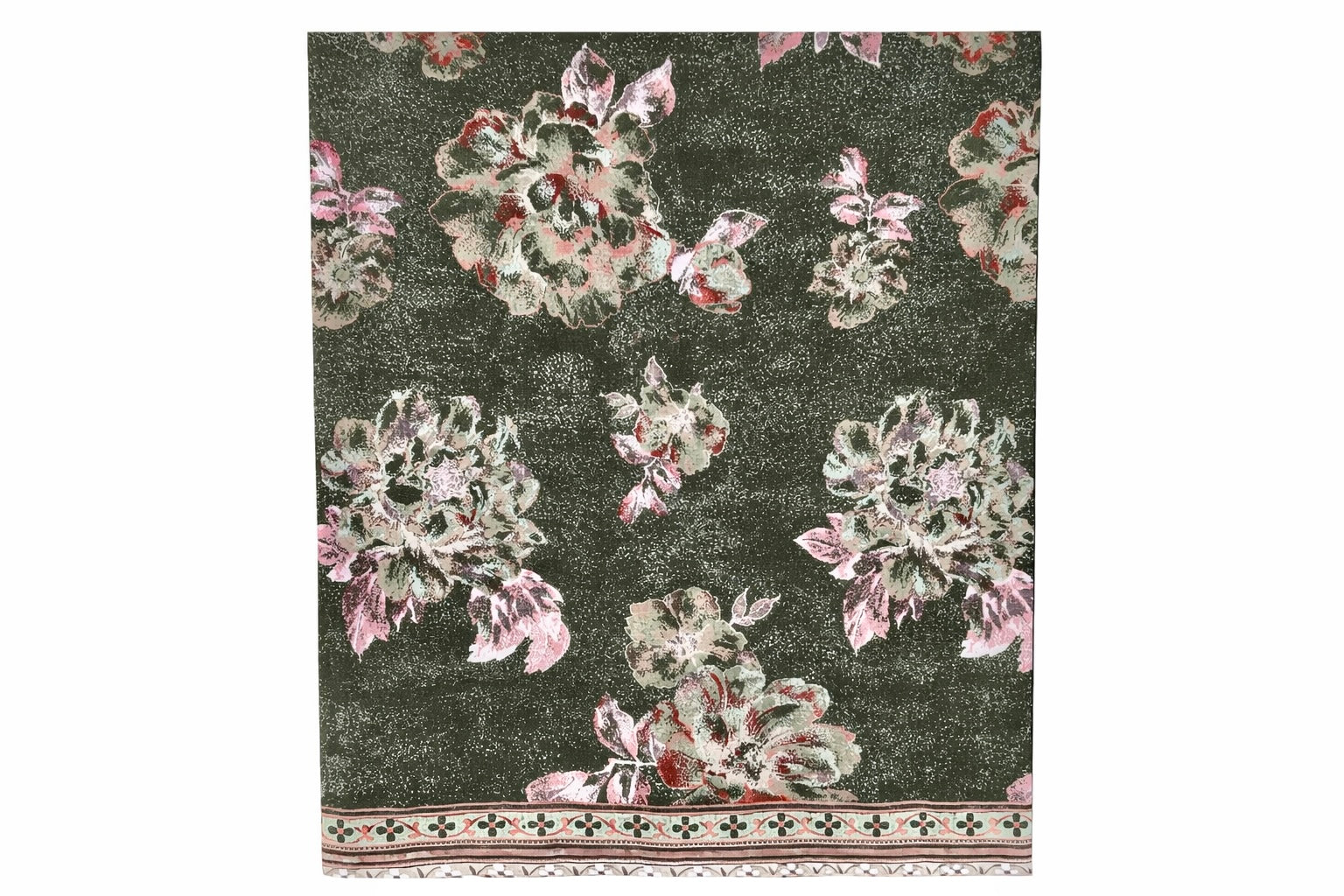 15 White and Dark Green Linen Bedsheet