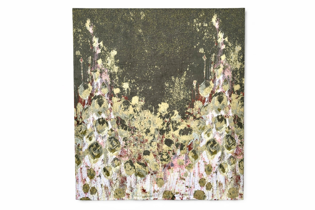 22 Pink and Dark Green Linen Bedsheet